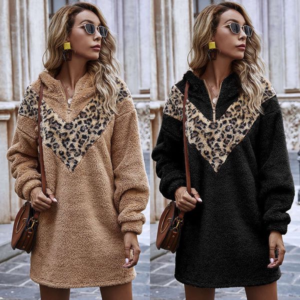 new 2020 women's solid color plush hooded autumn / winter dress for women, Black;gray
new 2020 women's solid color plush hooded autumn / winter dress for women, Black;gray