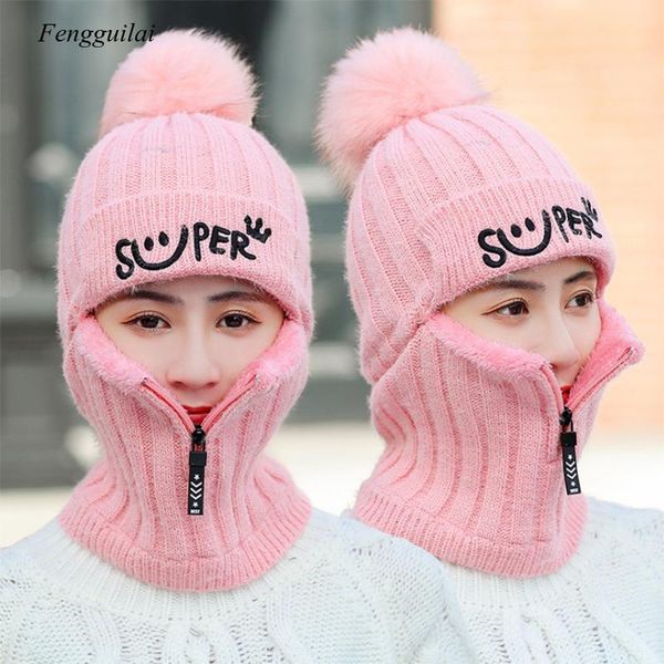 winter women knitted hats add fur lined warm hats for women with zipper keep face warmer balaclava pompoms cap, Blue;gray
winter women knitted hats add fur lined warm hats for women with zipper keep face warmer balaclava pompoms cap, Blue;gray