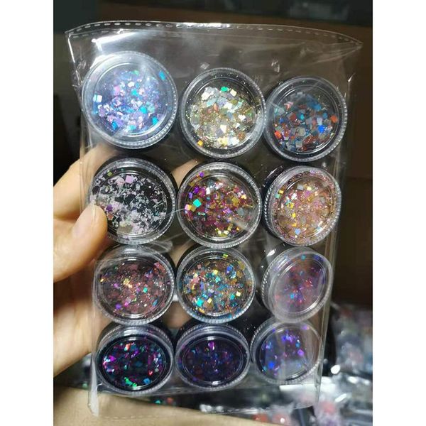 nail glitter 1set mixed 12 laser colors(glitter powder+square) 0.2+1+2+3mm size paillette spangles ultra thin for art, Silver;gold
nail glitter 1set mixed 12 laser colors(glitter powder+square) 0.2+1+2+3mm size paillette spangles ultra thin for art, Silver;gold