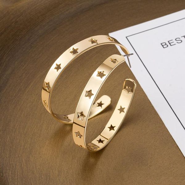 hoop & huggie simple geometric earrings gold color circle hollow out star for women statement fashion trendy female jewelry 2021, Golden;silver
hoop & huggie simple geometric earrings gold color circle hollow out star for women statement fashion trendy female jewelry 2021, Golden;silver