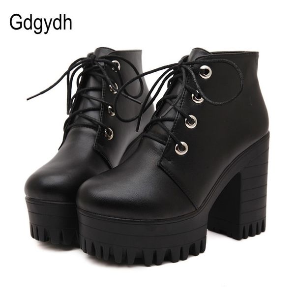gdgydh brand designers 2019 new spring autumn women shoes black high heels boots lacing platform ankle boots chunky heel t200104
gdgydh brand designers 2019 new spring autumn women shoes black high heels boots lacing platform ankle boots chunky heel t200104