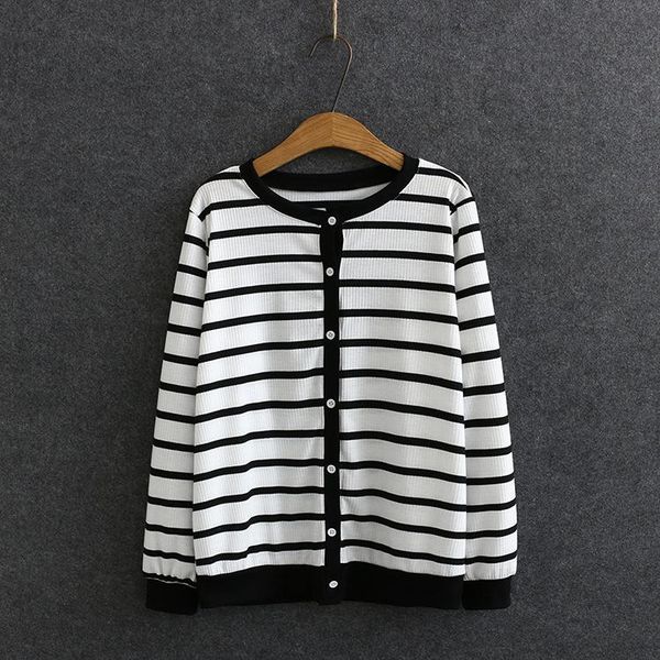 women's knits & tees plus size xl-4xl spring autumn striped cardigan casual elegant outerwear sweaters, White
women's knits & tees plus size xl-4xl spring autumn striped cardigan casual elegant outerwear sweaters, White