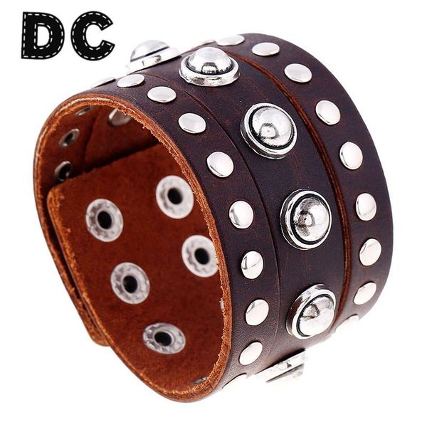 tennis 2021 punk wide men brown leather bracelets rock rivet genuine bangles for male jewelry, Golden;silver
tennis 2021 punk wide men brown leather bracelets rock rivet genuine bangles for male jewelry, Golden;silver