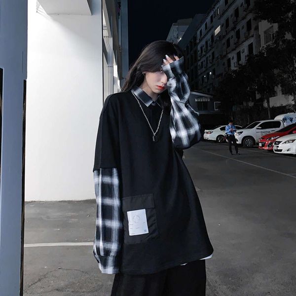 zhou jiaen's personalized autumn thin fake two piece plaid collar shirt long sleeve t-shirt men's and women's fashion brand, White
zhou jiaen's personalized autumn thin fake two piece plaid collar shirt long sleeve t-shirt men's and women's fashion brand, White