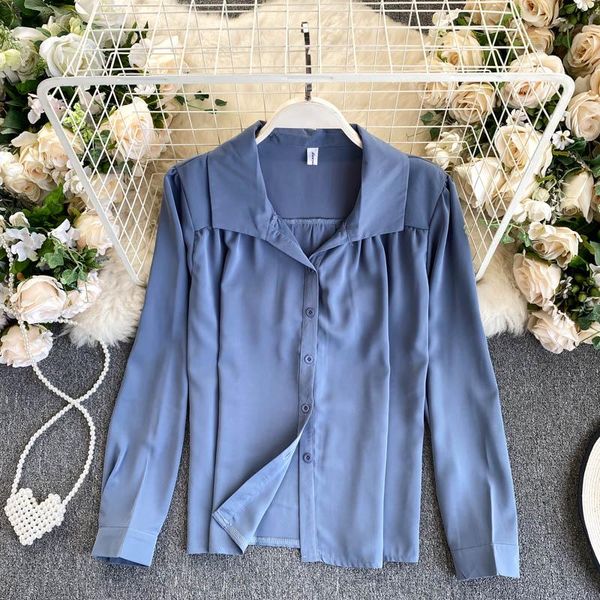 women's blouses & shirts korean simple solid color autumn fashion wear long-sleeved lady elegant blusas mujer de moda q008, White
women's blouses & shirts korean simple solid color autumn fashion wear long-sleeved lady elegant blusas mujer de moda q008, White