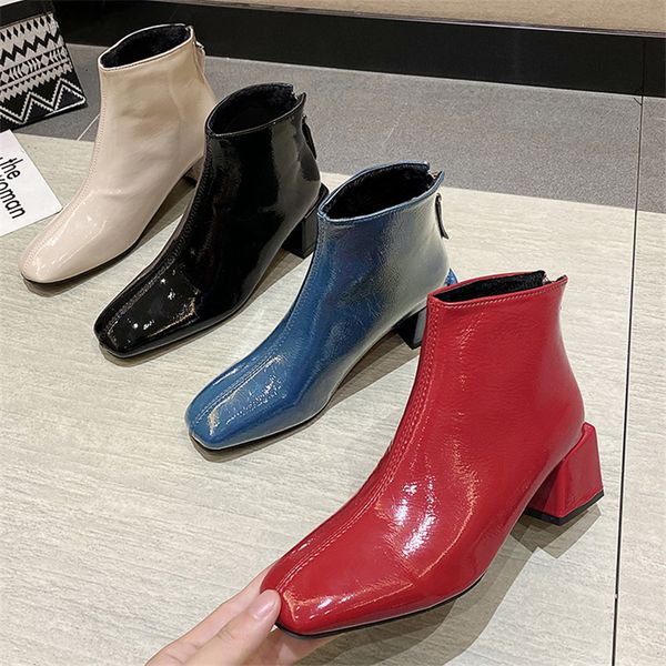 2021 spring fashion winter designer woman thick high heels plutonium leather shoes women's mujer boots qetd, Black
2021 spring fashion winter designer woman thick high heels plutonium leather shoes women's mujer boots qetd, Black