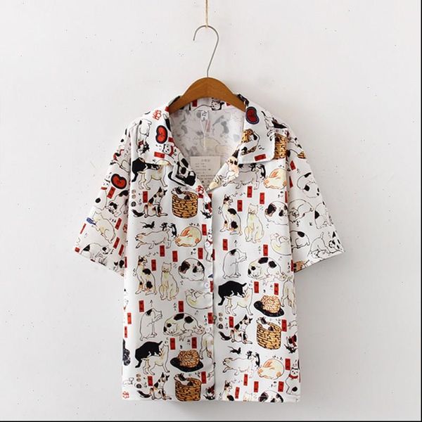vintage women fashion ladies blouse cat print shirt short sleeve blusas femininas female clothes drop shipping, White
vintage women fashion ladies blouse cat print shirt short sleeve blusas femininas female clothes drop shipping, White