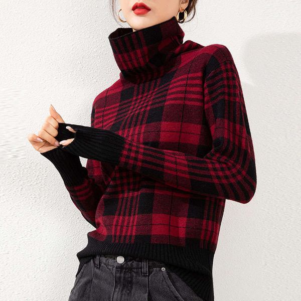 winter 2020 plaid women's pullover pile neck loose oversized imitation sweater, White;black
winter 2020 plaid women's pullover pile neck loose oversized imitation sweater, White;black