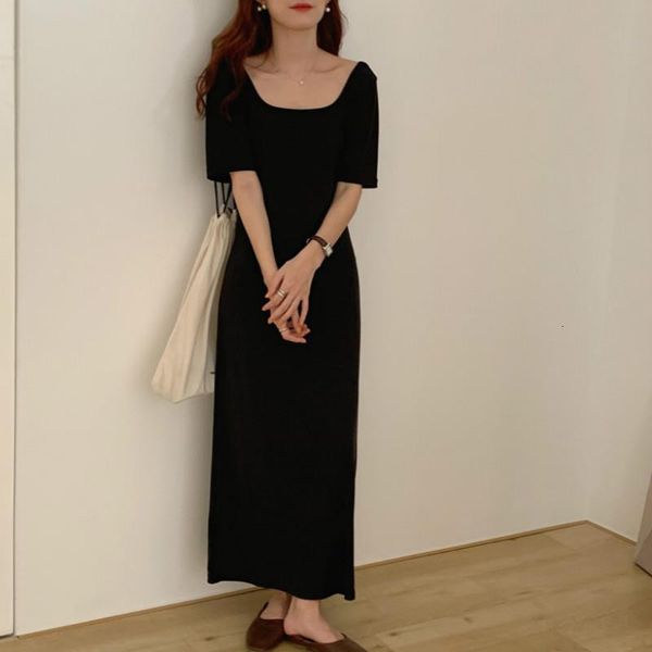 summer vintage square collar backless long bodycon dress for women elastic solid color casual sundress, Black;gray
summer vintage square collar backless long bodycon dress for women elastic solid color casual sundress, Black;gray