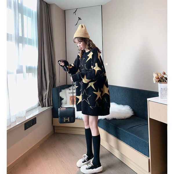 women's sweaters yasuguoji winter thick warm women sweater o-neck gold line star pattern mohair pullovers oversized knit sweater1, White;black
women's sweaters yasuguoji winter thick warm women sweater o-neck gold line star pattern mohair pullovers oversized knit sweater1, White;black