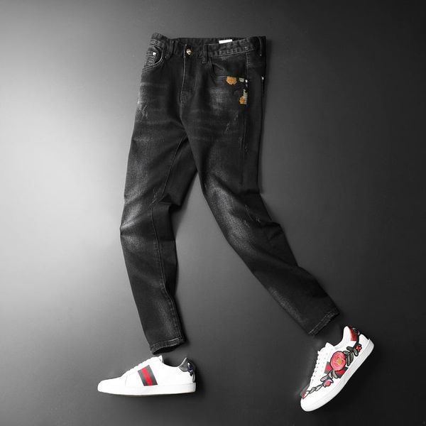 new style autumn & winter korean-style men's jeans fashion casual embroidery elasticity pencil pants slim fit jeans male, Blue
new style autumn & winter korean-style men's jeans fashion casual embroidery elasticity pencil pants slim fit jeans male, Blue