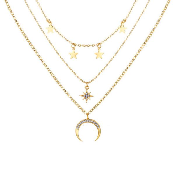 chains cute sun moon star horn crescent pendant choker multilayer necklace for women crystal goth jewelry collier femme, Silver
chains cute sun moon star horn crescent pendant choker multilayer necklace for women crystal goth jewelry collier femme, Silver