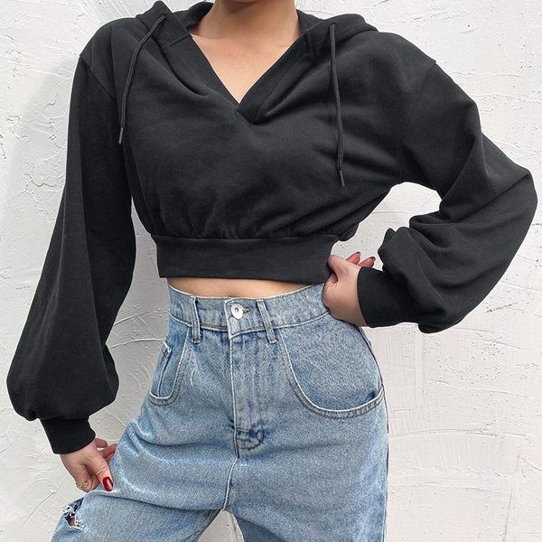 wanyucl 2020 autumn and winter new european and american women's solid color hooded cropped women, Black
wanyucl 2020 autumn and winter new european and american women's solid color hooded cropped women, Black