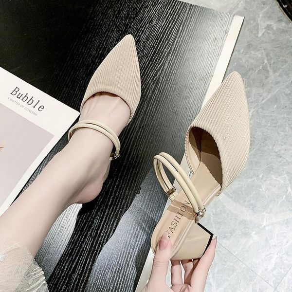 selling pointy baotou middle heel chunky sandals half slipper for women summer 2021 new breathable fabric to wear outside, Black
selling pointy baotou middle heel chunky sandals half slipper for women summer 2021 new breathable fabric to wear outside, Black