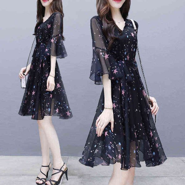 luxury dress small black floral chiffon summer 2022 style temperament slim fairy skirt at waist, Black;gray
luxury dress small black floral chiffon summer 2022 style temperament slim fairy skirt at waist, Black;gray