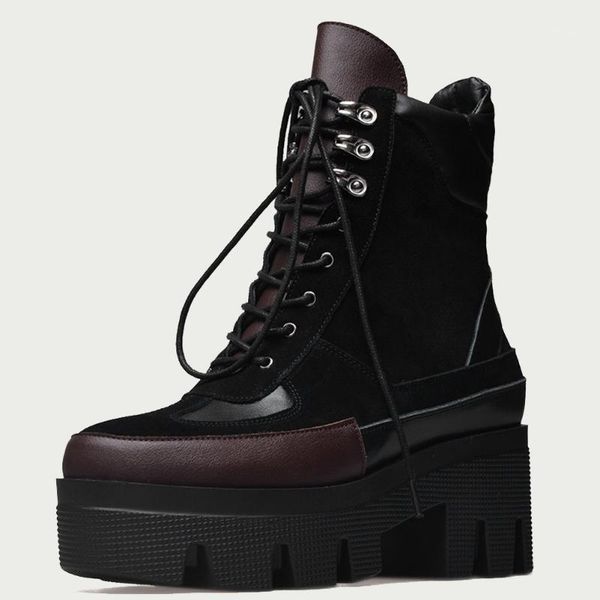 brand new quality fashion lace up platform cool genuine leather cow suede patchwork cow leather ankle boots shoes women1, Black
brand new quality fashion lace up platform cool genuine leather cow suede patchwork cow leather ankle boots shoes women1, Black