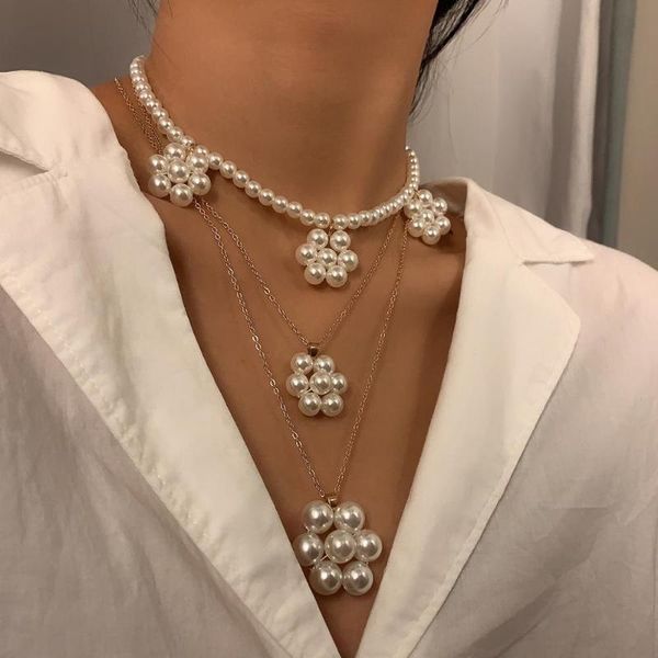 chains 2021 women's imitation pearl multilayer necklace vintage flower pendant jewelry wedding gift, Silver
chains 2021 women's imitation pearl multilayer necklace vintage flower pendant jewelry wedding gift, Silver