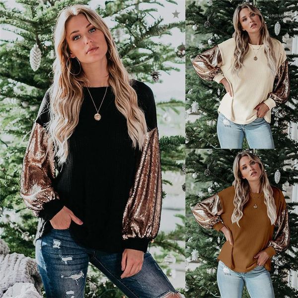 2020 women´s clothes long sleeves patchwork sequin knitted sweater loose crew neck informal casual for female1, White;black
2020 women´s clothes long sleeves patchwork sequin knitted sweater loose crew neck informal casual for female1, White;black