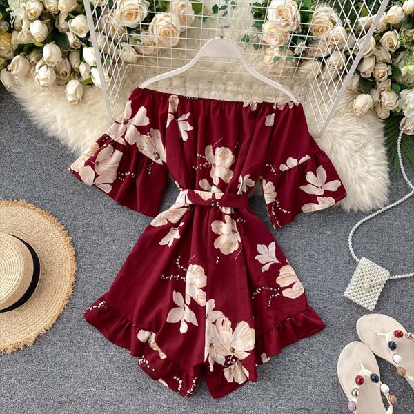 women floral ruffle rompers summer off shoulder overalls vintage bohemian slash neck chiffon print short pants jumpsuit, Black;white
women floral ruffle rompers summer off shoulder overalls vintage bohemian slash neck chiffon print short pants jumpsuit, Black;white