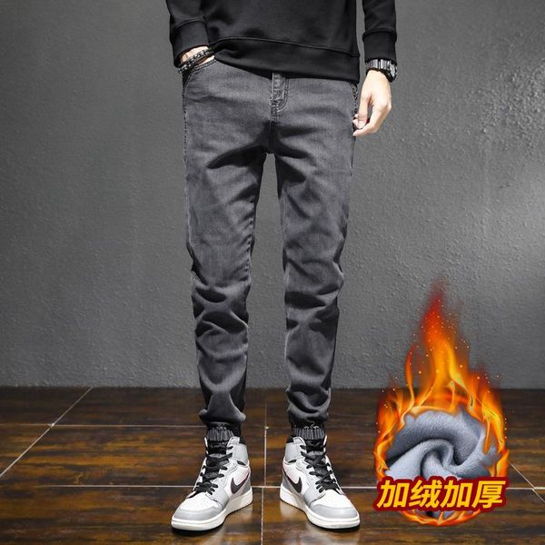 men's jeans black cultivate morality qiu dong han edition fashion models with velvet beam foot trousers pants in winter, Blue
men's jeans black cultivate morality qiu dong han edition fashion models with velvet beam foot trousers pants in winter, Blue