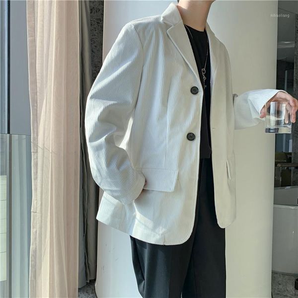 men's suits & blazers 2021 spring and autumn retro literary corduroy single-breasted solid color small suit fashion casual loose jacket, White;black
men's suits & blazers 2021 spring and autumn retro literary corduroy single-breasted solid color small suit fashion casual loose jacket, White;black