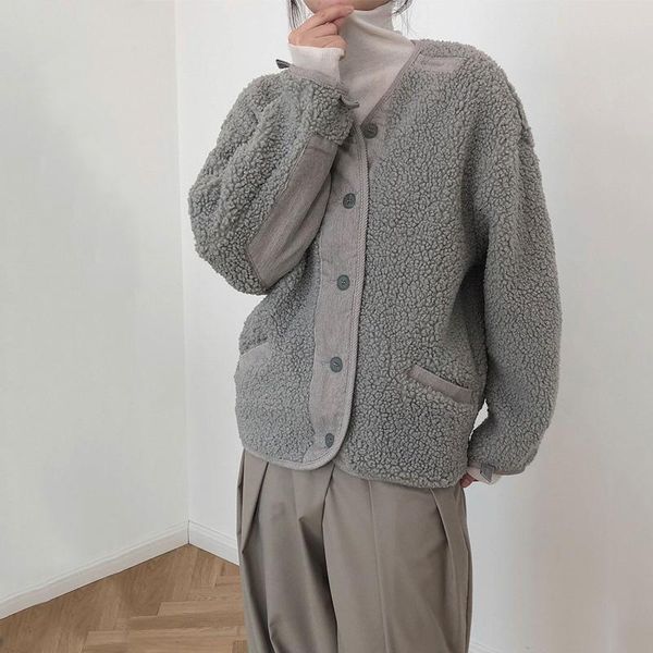 women's fur & faux korean simplicity lamb artificial coat loose thickened warm jacket winter woman coats 2021 fashion furry, Black
women's fur & faux korean simplicity lamb artificial coat loose thickened warm jacket winter woman coats 2021 fashion furry, Black