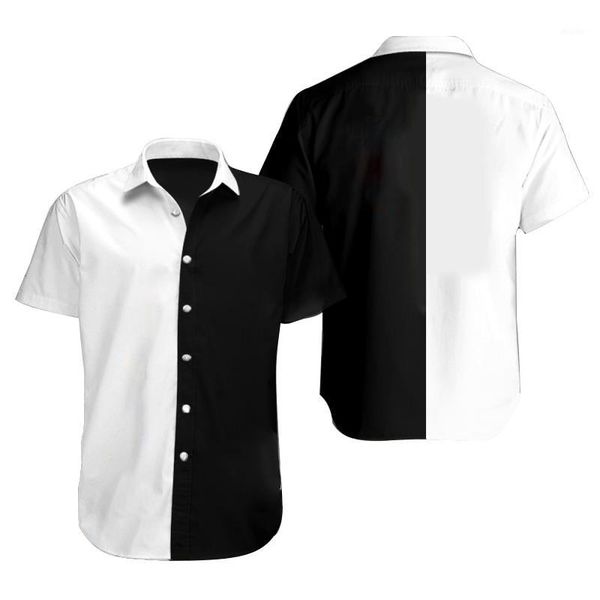 men's summer lapel multi stripe printed short sleeve shirt plus size hawaii camisa society men's shirt1, White;black
men's summer lapel multi stripe printed short sleeve shirt plus size hawaii camisa society men's shirt1, White;black