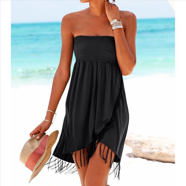 women summer dresses 2021 casual party dresses solid off the shoulder tassel dress summer beach dresses casual beach vestidos, Black;gray
women summer dresses 2021 casual party dresses solid off the shoulder tassel dress summer beach dresses casual beach vestidos, Black;gray