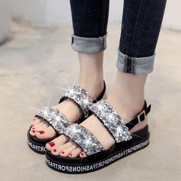 2020 summer new dress beauty women's sequins roman sports open toe platform shoes non-slip flat sandals 30, Black
2020 summer new dress beauty women's sequins roman sports open toe platform shoes non-slip flat sandals 30, Black