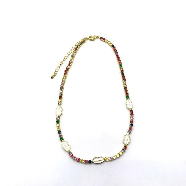 chokers 5pcs/lot arrival tennis chain chocker rainbow cz with enamel lips shape women necklace, Golden;silver
chokers 5pcs/lot arrival tennis chain chocker rainbow cz with enamel lips shape women necklace, Golden;silver