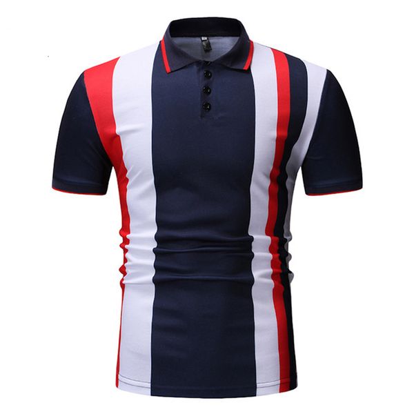 men's cotton blends striped button casual slim fashion business sports men short sleeve polo shirt, White;black
men's cotton blends striped button casual slim fashion business sports men short sleeve polo shirt, White;black