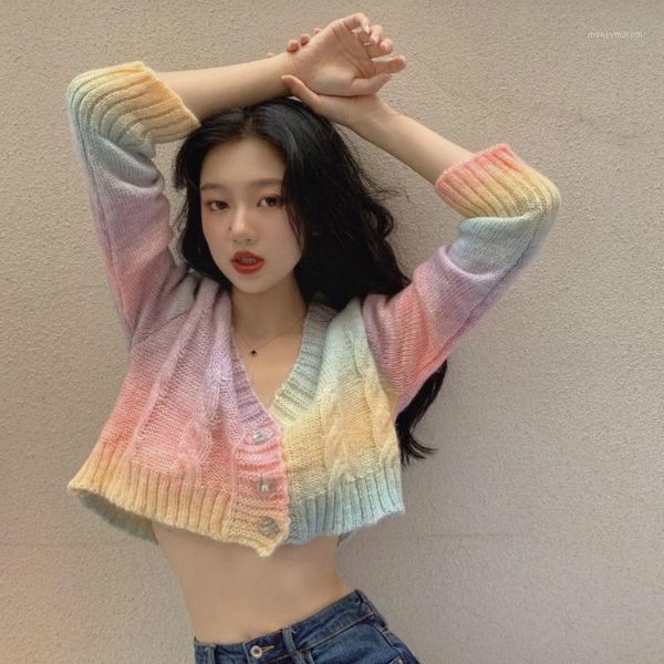 women's knits & tees rainbow tie-dye short loose knit soft warm sweater women 2021 autumn korean version high waist cardigan jacket1, White
women's knits & tees rainbow tie-dye short loose knit soft warm sweater women 2021 autumn korean version high waist cardigan jacket1, White