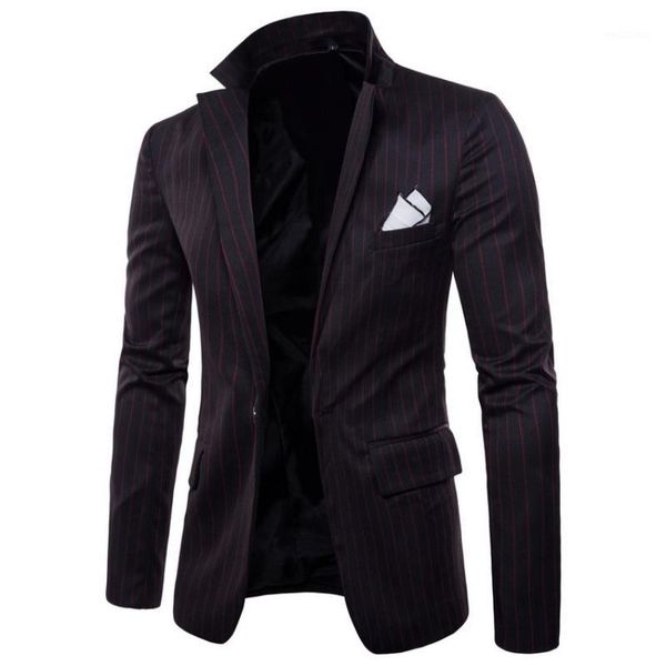spring fashion striped men single button slim fit suit jacket brand casual black grey blazer coat masculino plus size1, White;black
spring fashion striped men single button slim fit suit jacket brand casual black grey blazer coat masculino plus size1, White;black