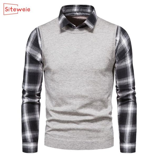 siteweie fake two pieces men's sweater black and white plaid lapel collared shirt long sleeve men basic knitted pullovers g576, White;black
siteweie fake two pieces men's sweater black and white plaid lapel collared shirt long sleeve men basic knitted pullovers g576, White;black