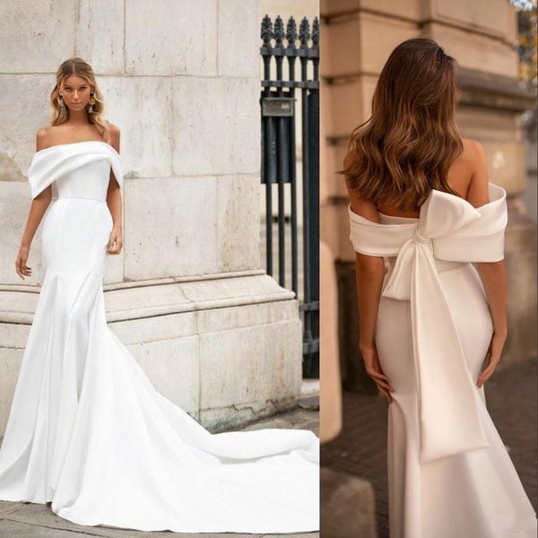 milla nova simple new mermaid wedding dresses off shoulder crystal belt satin pleats long bow formal bridal gowns robe de mariée, White
milla nova simple new mermaid wedding dresses off shoulder crystal belt satin pleats long bow formal bridal gowns robe de mariée, White
