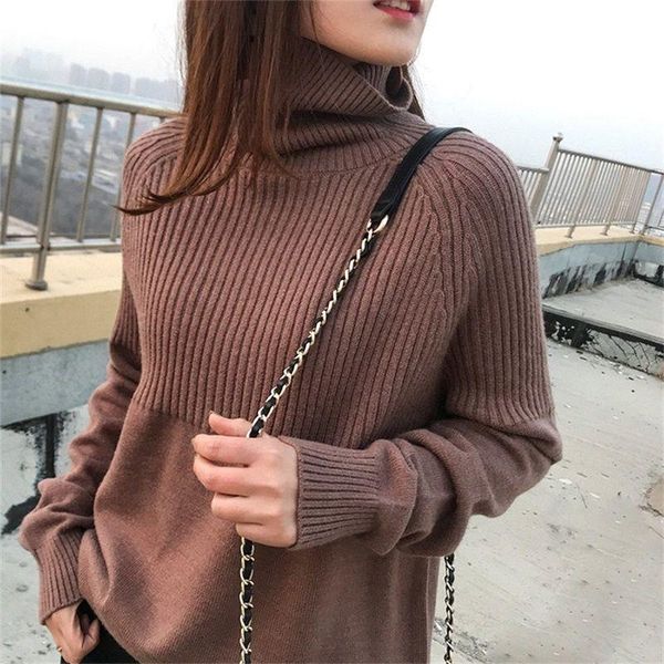 women's sweaters women 2021 autumn winter turtleneck knitted sweater female long sleeve pullover ladies casual warm jumper loose e74, White;black
women's sweaters women 2021 autumn winter turtleneck knitted sweater female long sleeve pullover ladies casual warm jumper loose e74, White;black