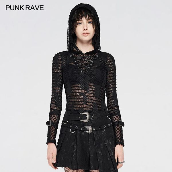 women's t-shirt punk rave perspective hooded printed visual effect tight casual stretch long sleeve knit mesh tee, White
women's t-shirt punk rave perspective hooded printed visual effect tight casual stretch long sleeve knit mesh tee, White
