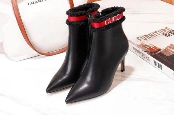 cowhide real hair with 8 cm high classic webbing female cowhide luxury designer pointed high-heeled womens boots pointed high-shoes, Black
cowhide real hair with 8 cm high classic webbing female cowhide luxury designer pointed high-heeled womens boots pointed high-shoes, Black