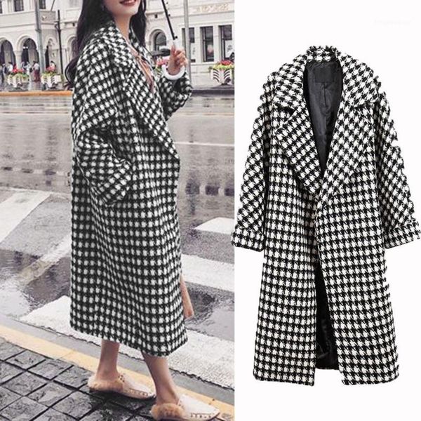 womens winter lapel wool coat trench jacket long sleeve overcoat outwear1, Black