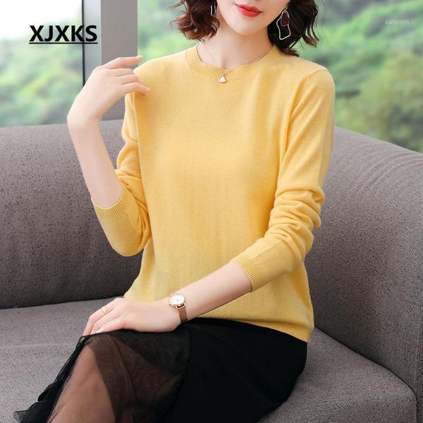 xjxks 2020 autumn winter new 100% pure wool knitted sweater women pullover pure color all-match women sweater1, White;black
xjxks 2020 autumn winter new 100% pure wool knitted sweater women pullover pure color all-match women sweater1, White;black