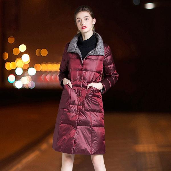 ftlzz women double sided down long jacket winter stand collar 90% white duck down coat single breasted thick warm snow outwear, Black
ftlzz women double sided down long jacket winter stand collar 90% white duck down coat single breasted thick warm snow outwear, Black