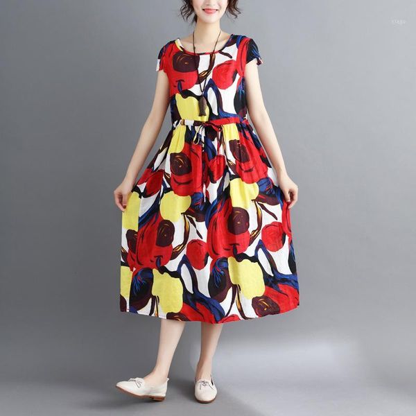 cotton linen dress women's 2019 summer wear new style loose-fit mid-length slimming large size short sleeve floral-print lace-up1, White;black
cotton linen dress women's 2019 summer wear new style loose-fit mid-length slimming large size short sleeve floral-print lace-up1, White;black