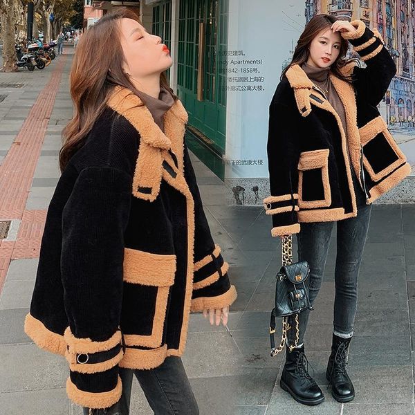 women's down & parkas woman winter coat 2021 fashion elegant lamb wool loose corduroy short jacket cotton padded parka outwear korean, Black
women's down & parkas woman winter coat 2021 fashion elegant lamb wool loose corduroy short jacket cotton padded parka outwear korean, Black