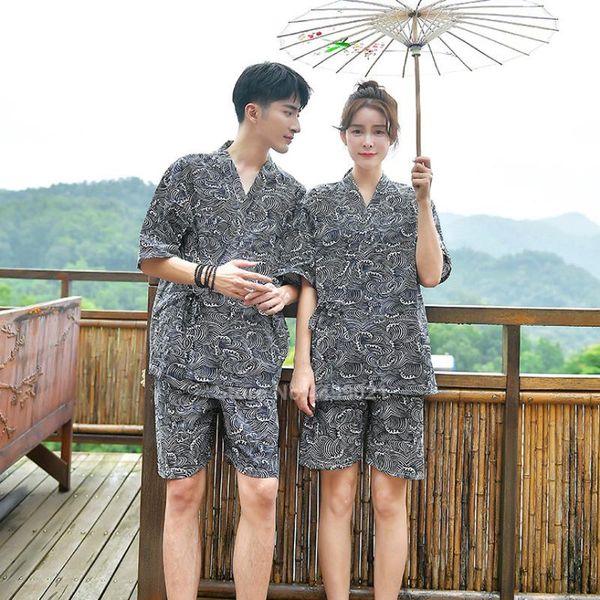 wave print cotton japanese kimono jinbei pajamas set for men women couple's clothing v-neck bath yukata sleepwear pyjamas, Red
wave print cotton japanese kimono jinbei pajamas set for men women couple's clothing v-neck bath yukata sleepwear pyjamas, Red