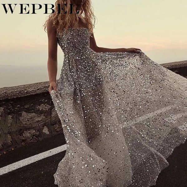 wepbel women's strapless backless sequins dress autumn elegant sleeveless high waist stitching mesh banquet dress, Black;gray
wepbel women's strapless backless sequins dress autumn elegant sleeveless high waist stitching mesh banquet dress, Black;gray