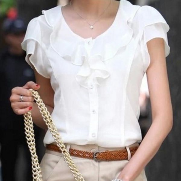 5xl plus size new summer women blusas fashion short sleeve ruffles chiffon blouse solid white blusas casual summer blouses
5xl plus size new summer women blusas fashion short sleeve ruffles chiffon blouse solid white blusas casual summer blouses