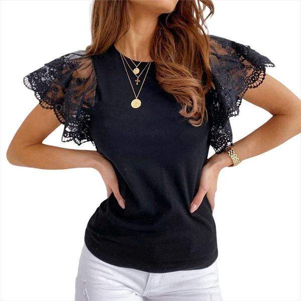 casual black white women short sleeve lace shirt slim blouse ladies drop shipping
casual black white women short sleeve lace shirt slim blouse ladies drop shipping