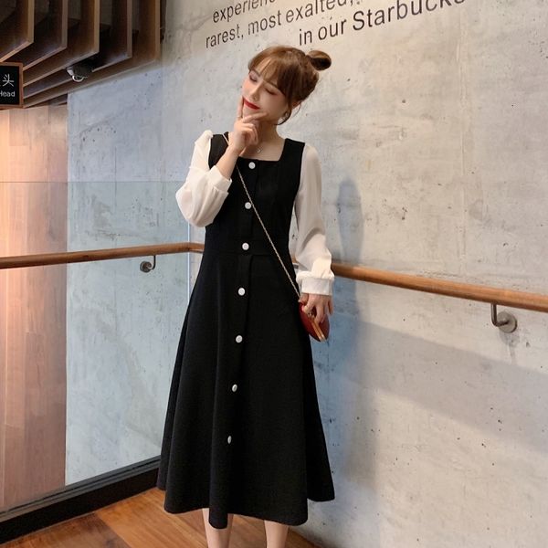 2021 new autumn ladies'solid color sew high-waist temper long-sleeve collar casual office dress up in lace, Black;gray
2021 new autumn ladies'solid color sew high-waist temper long-sleeve collar casual office dress up in lace, Black;gray
