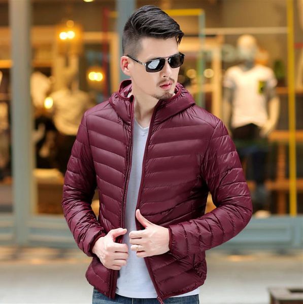 men solid color nylon thin down jacket fashion male warm hooded zipper down parka down coat, Black
men solid color nylon thin down jacket fashion male warm hooded zipper down parka down coat, Black