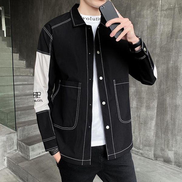 men's jackets fashionable jacket autumn 2021 youth korean version of the trend color matching loose slim fit men, Black;brown
men's jackets fashionable jacket autumn 2021 youth korean version of the trend color matching loose slim fit men, Black;brown